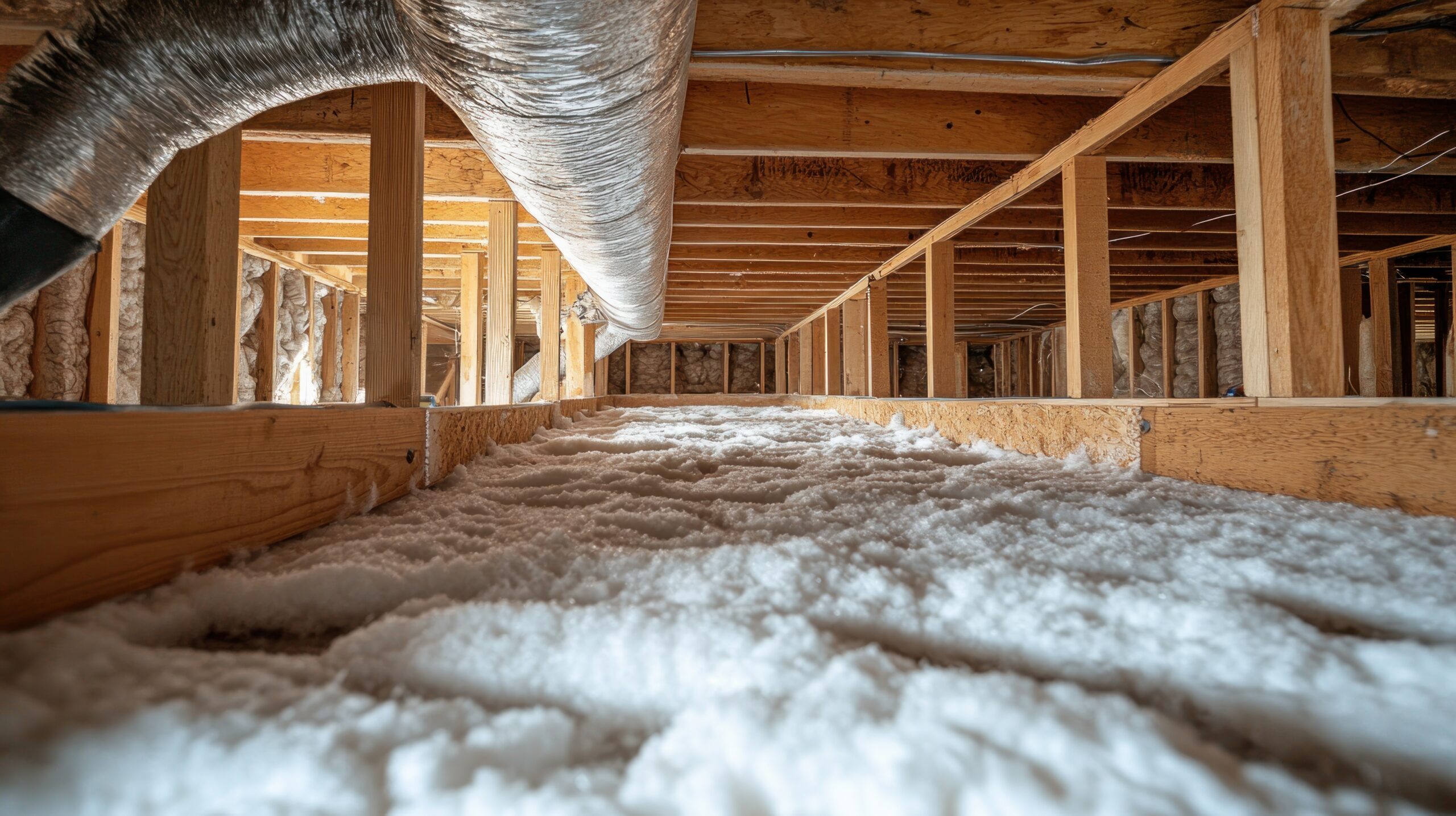 Insulation material in a crawl space